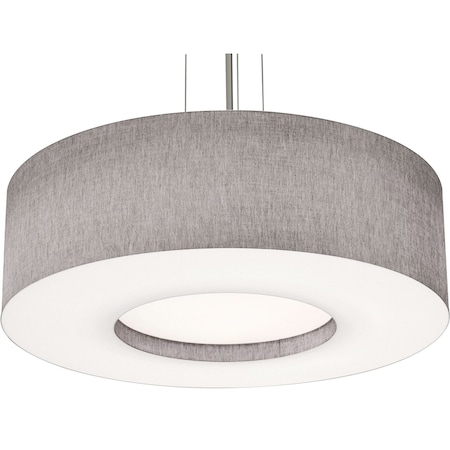 Montclair 30in. Medium Base Pendant, Satin Nickel Finish, Grey Shade